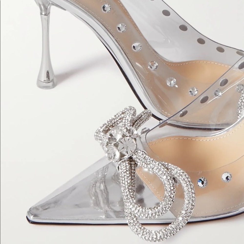 Mach Mach Double Bow PVC Clear Pumps Heels - Picture 9 of 11